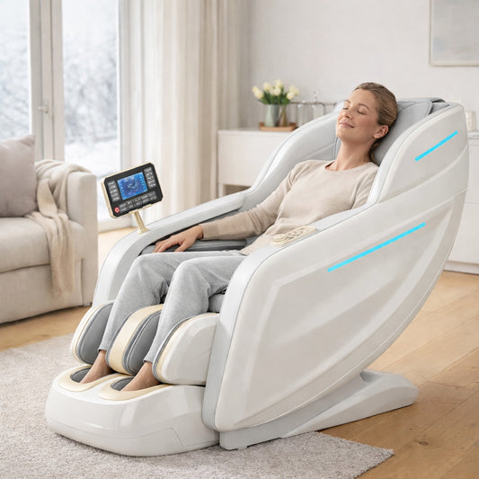 Massagestol 3D med kropsscanning, SL-skinne, lufttryksmassage, varme i lænd/ben & Zero Gravity - Model 988Q6