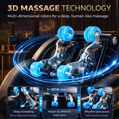 Massagestol 3D med kropsscanning, SL-skinne, lufttryksmassage, varme i ben/lænd & Zero Gravity - Model 988Q6
