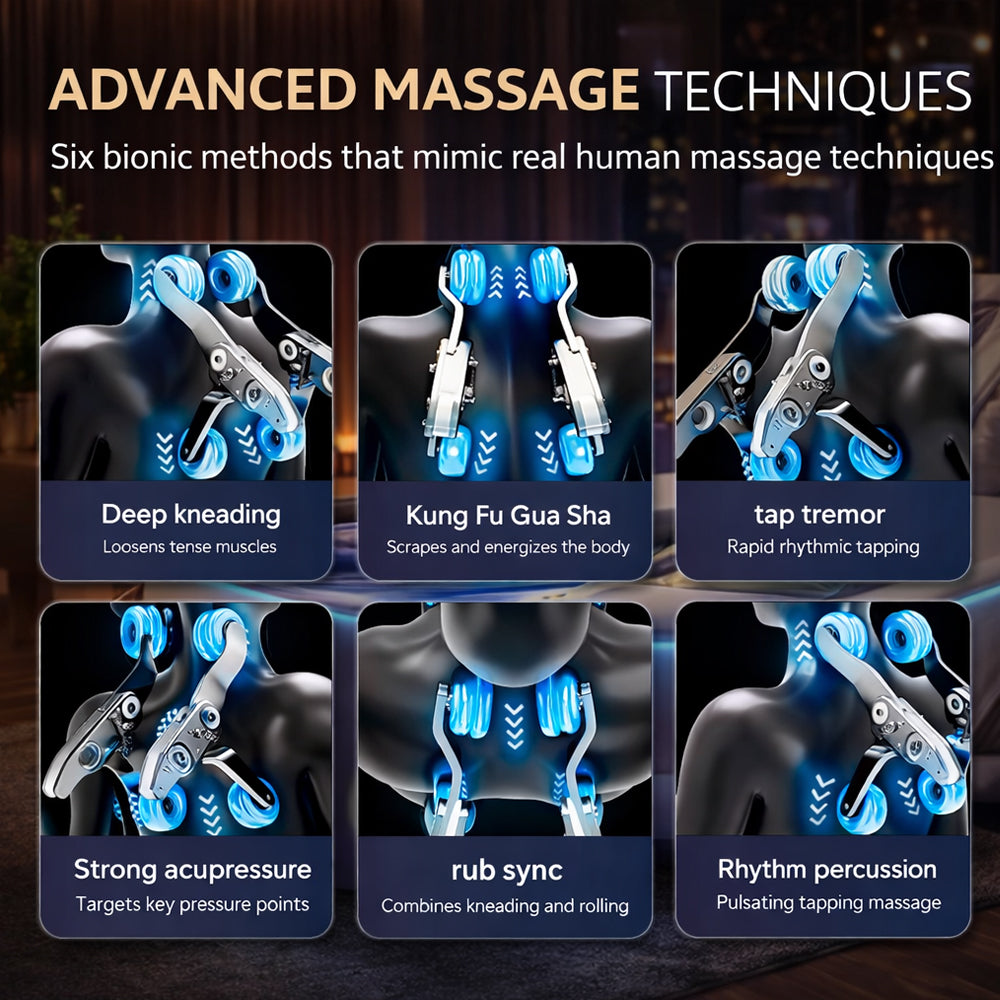 Massagestol 3D med kropsscanning, SL-skinne, lufttryksmassage, varme i lænd/ben & Zero Gravity - Model 988Q6