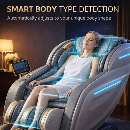Massagestol 3D med kropsscanning, SL-skinne, lufttryksmassage, varme i lænd/ben & Zero Gravity - Model 988Q6