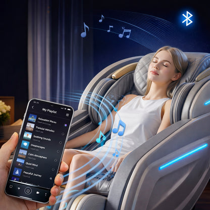 Massagestol 3D med kropsscanning, SL-skinne, lufttryksmassage, varme i lænd/ben & Zero Gravity - Model 988Q6