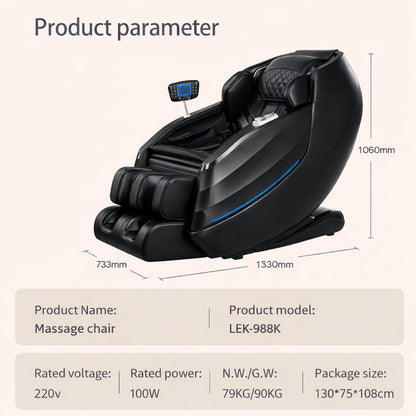Luksus massagestol 2D med automatisk kropsscanning, Zero Gravity & varme i ben/lænd - Model 988K