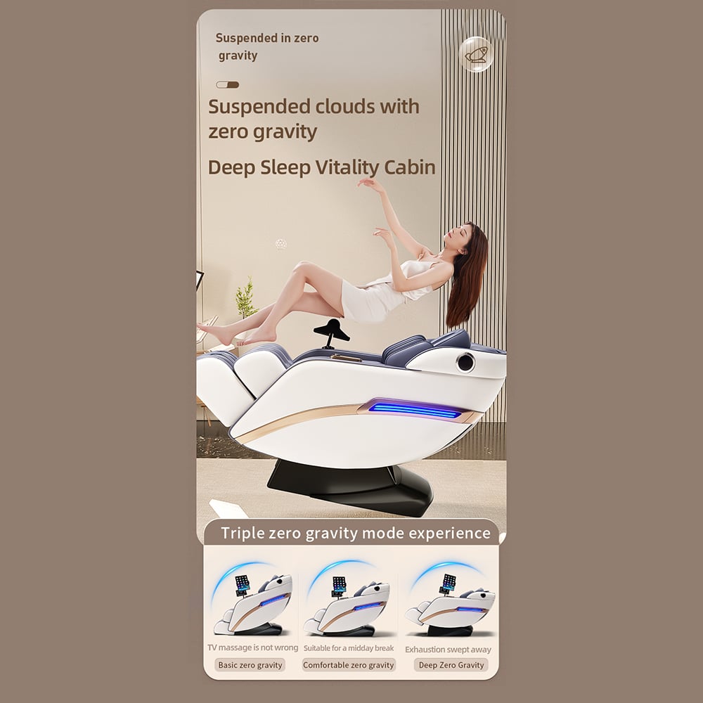 Massagestol 4D Pro+ Sort med Varmeterapi og Stemmekontrol - Model M9 Sort