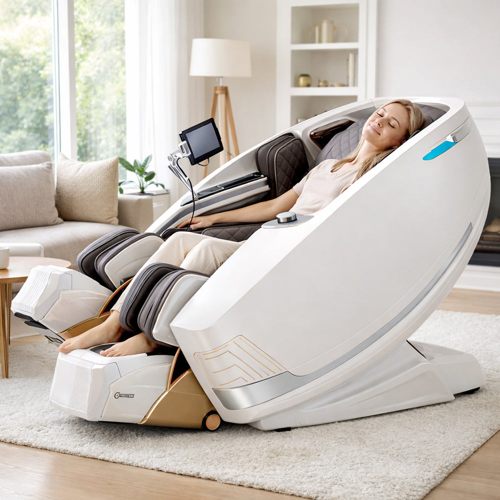 Massagestol 4D med AI-styring, Dual Zone Stretching, 32 airbags, varme i læn/ben & Zero Gravity - Model 988A