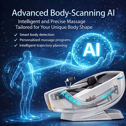 Massagestol 4D med AI-styring, Dual Zone Stretching, 32 airbags, varme i ben/læn & Zero Gravity - Model 988A