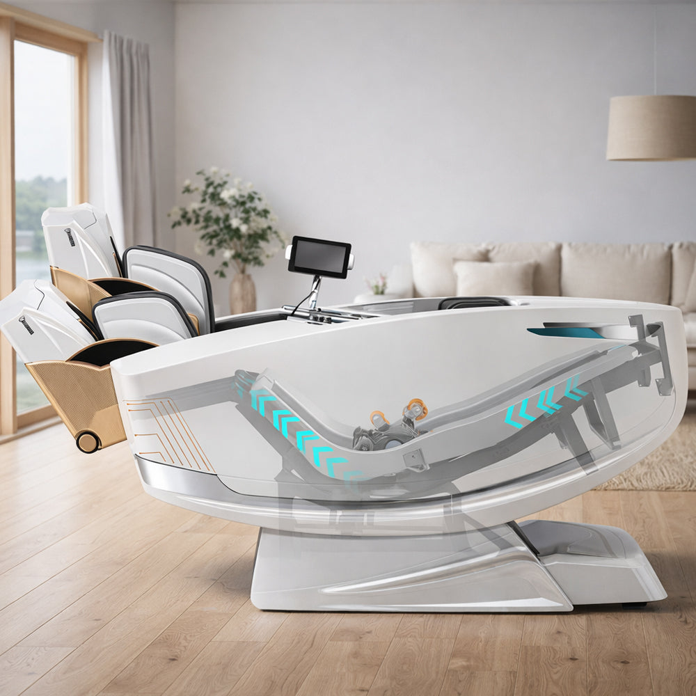 Massagestol 4D med AI-styring, Dual Zone Stretching, 32 airbags, varme i læn/ben & Zero Gravity - Model 988A