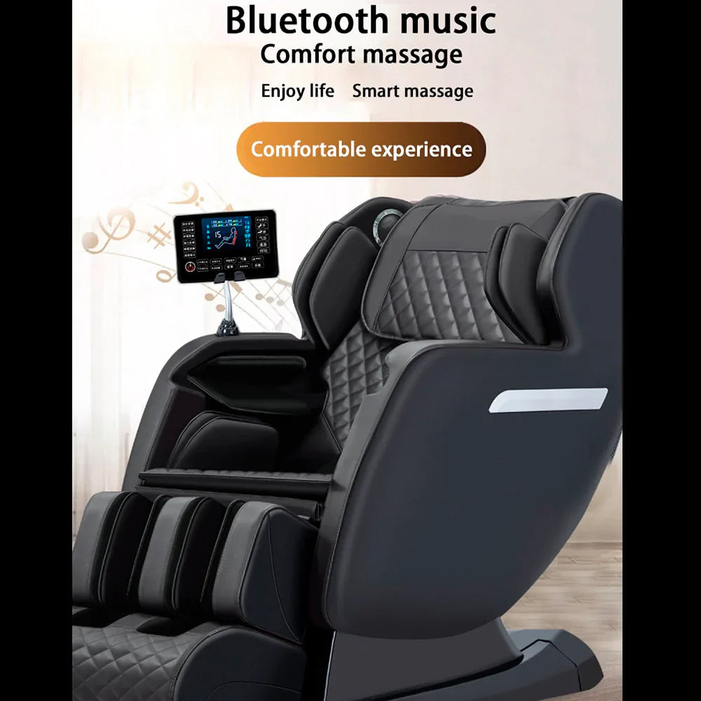 Massagestol 4D med SL-teknologi, lufttryksmassage, Varmeterapi og stor touchskærm - Model A6 Sort